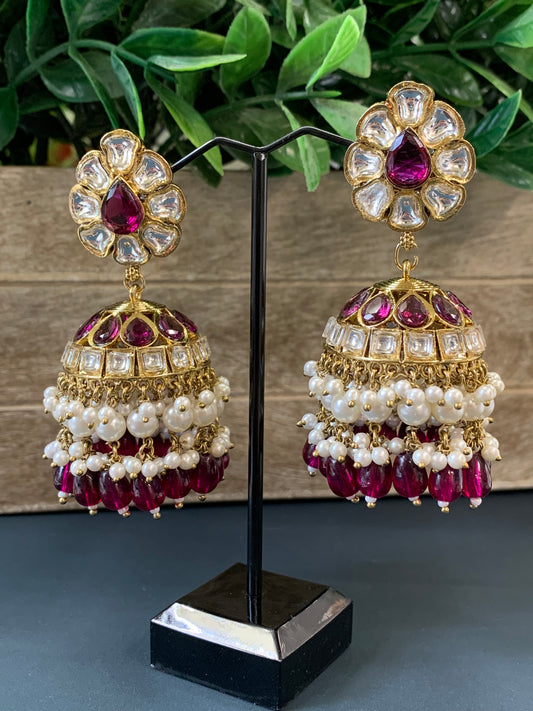 Anaya kundan jhumki/ jhumka earring gold / pearl / antique/ purple