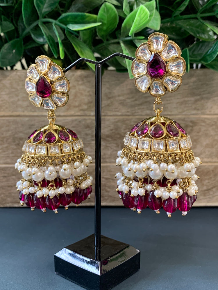 Anaya kundan jhumki/ jhumka earring gold / pearl / antique/ purple