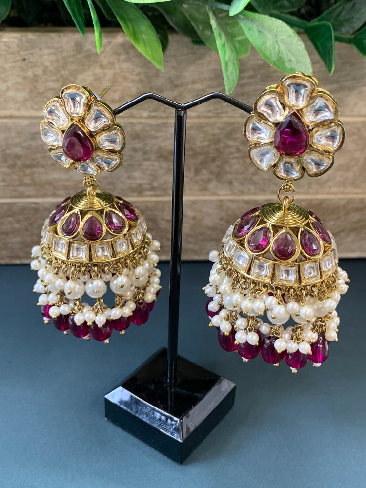 Anaya kundan jhumki/ jhumka earring gold / pearl / antique/ purple