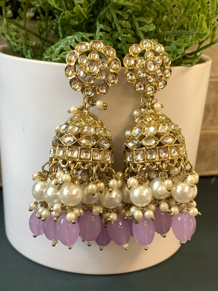 Melody kundan jhumki/ jhumka earring lavender