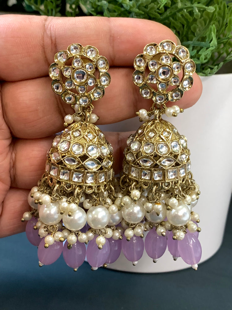 Melody kundan jhumki/ jhumka earring lavender