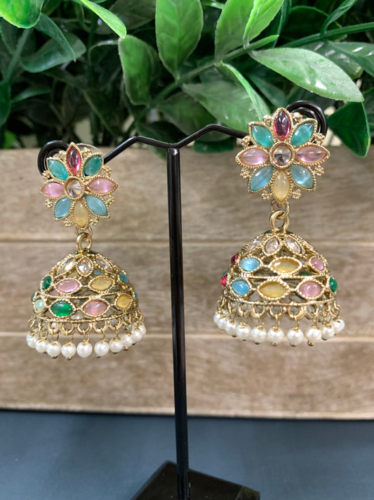 Kanika mini /chotu sa polki jhumki/ jhumka earring multi