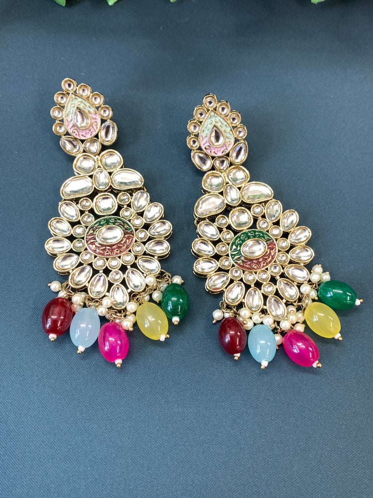 Piyu kundan fashion chandbali style earring set multi