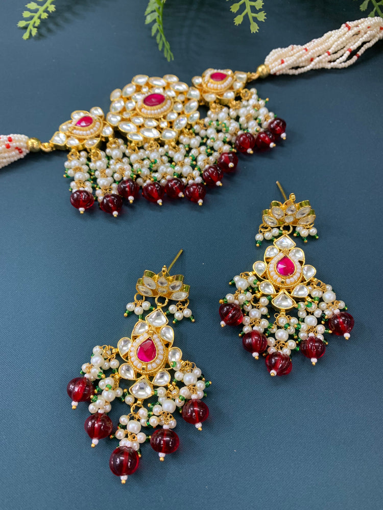 Maisha  pachi kundan choker in gold / magenta pink / ruby / hot pink