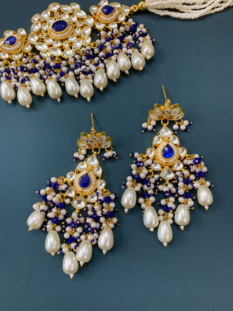 Maisha  pachi kundan choker in gold / pearl / navy blue