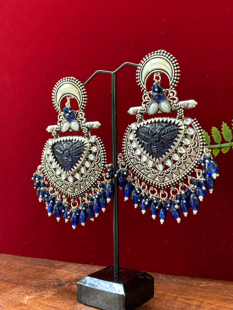 German silver replica earring with amrapali stone work