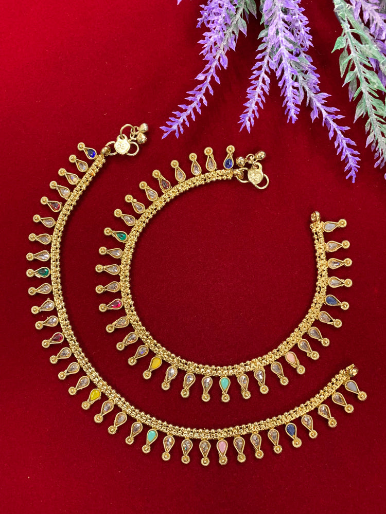 Antique Monalisa Polki Payal/ anklet