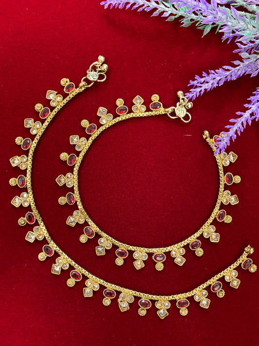 Antique Monalisa Polki payal/anklet