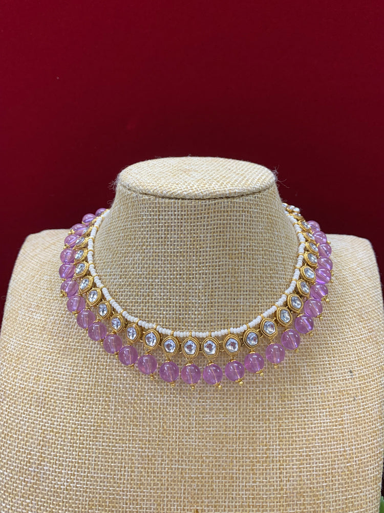 Robbi kundan necklace in lilac lavender