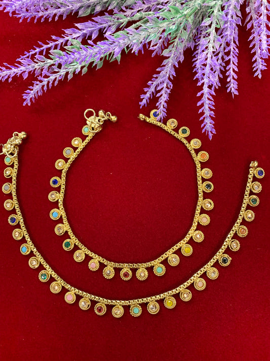 Antique Monalisa Polki payal/anklet