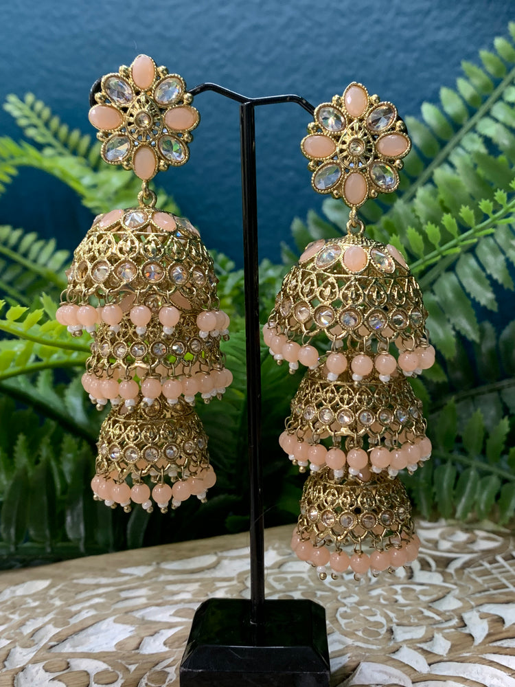 Zeena reverse polki Triple payer jhumki earring Tikka