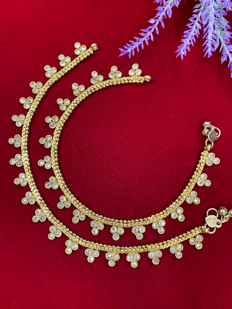 Antique Monalisa Polki payal/anklet clear polki