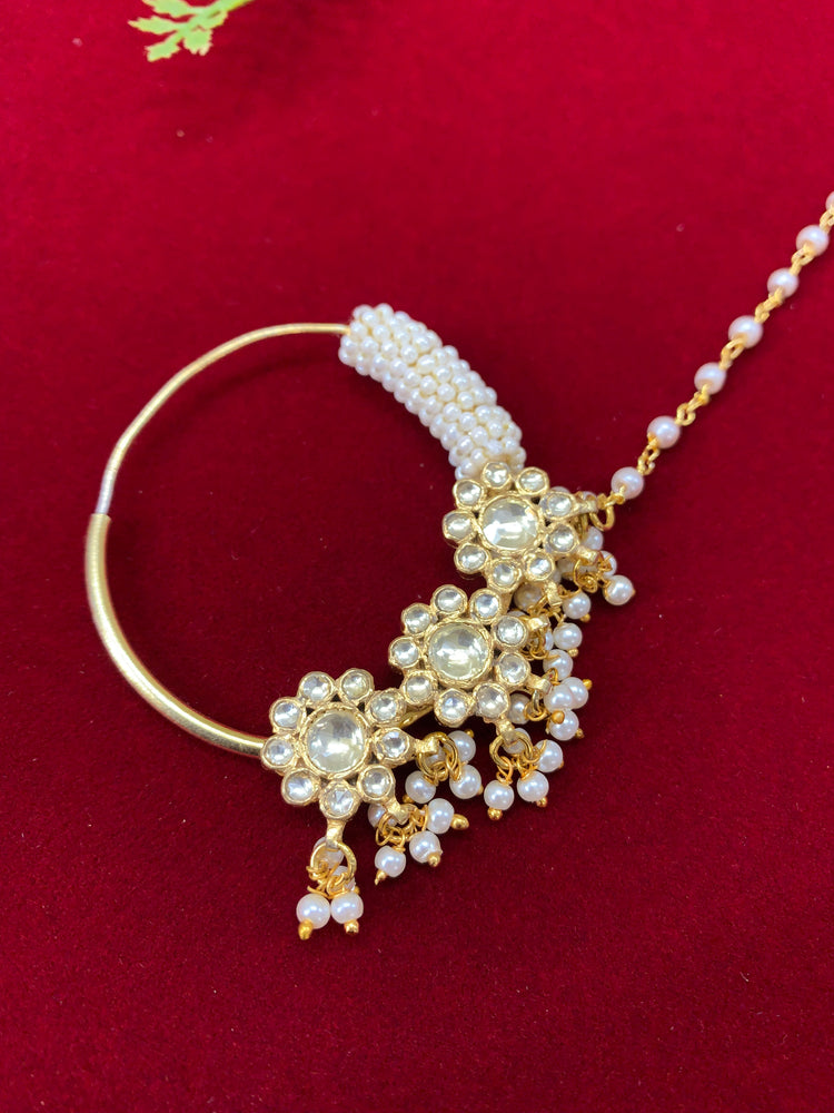 Pachi kundan statement nath/nose ring for pierced nose