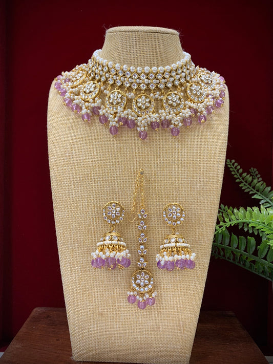 Rohini tyanni  kundan choker / necklace in lavender / lilac