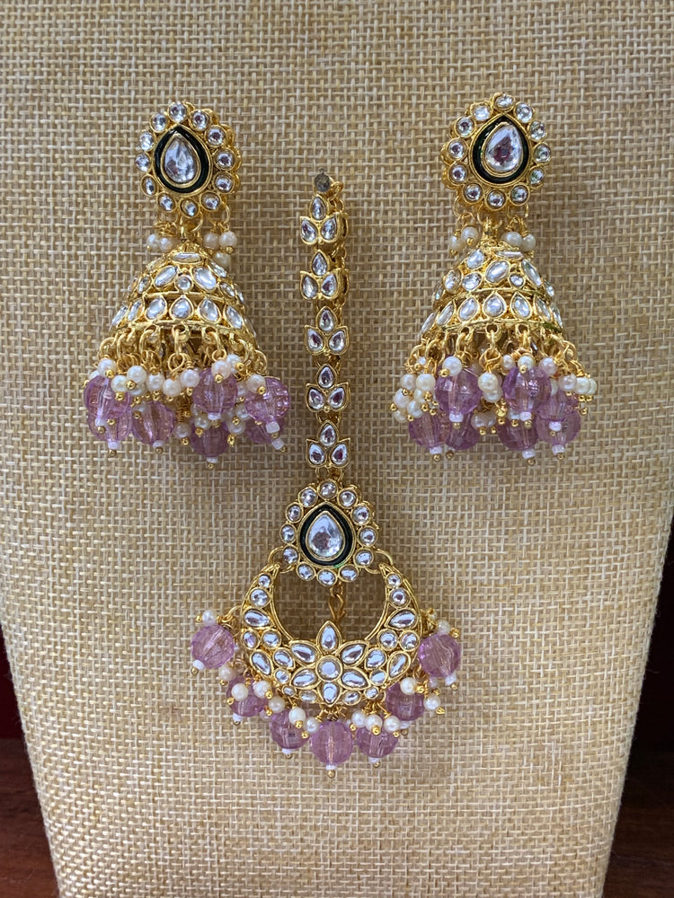 Roshni  kundan necklace in lavender / lilac