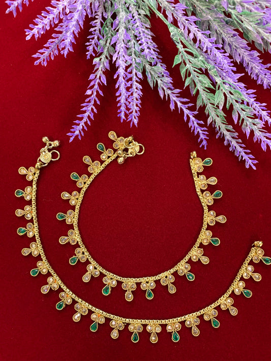 Antique Monalisa Polki payal/anklet