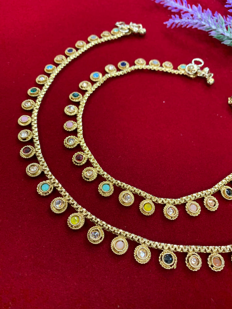 Antique Monalisa Polki payal/anklet