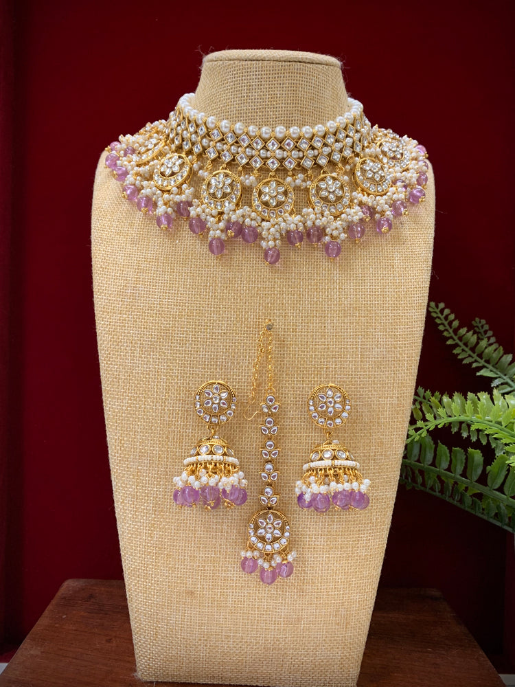 Rohini tyanni  kundan choker / necklace in lavender / lilac