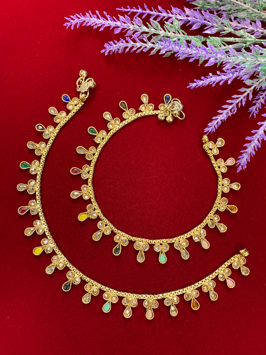 Antique Monalisa Polki payal/anklet