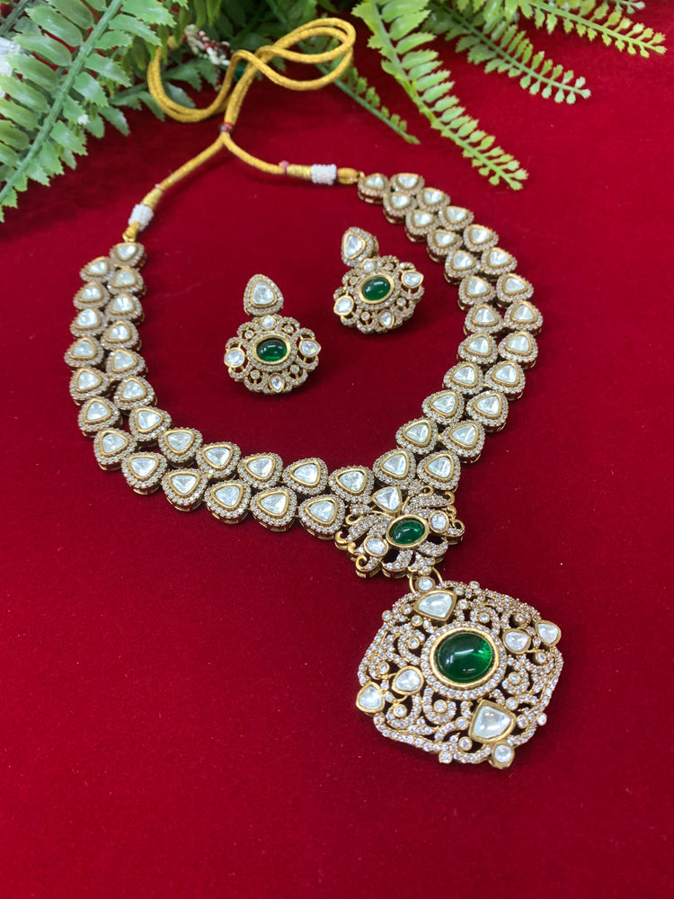 Sabyasachi Kolkata inspired moissanite kundan necklace set