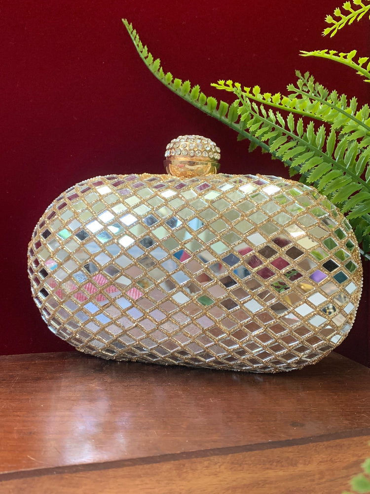 Women’s handbag/clutch bright gold mirror