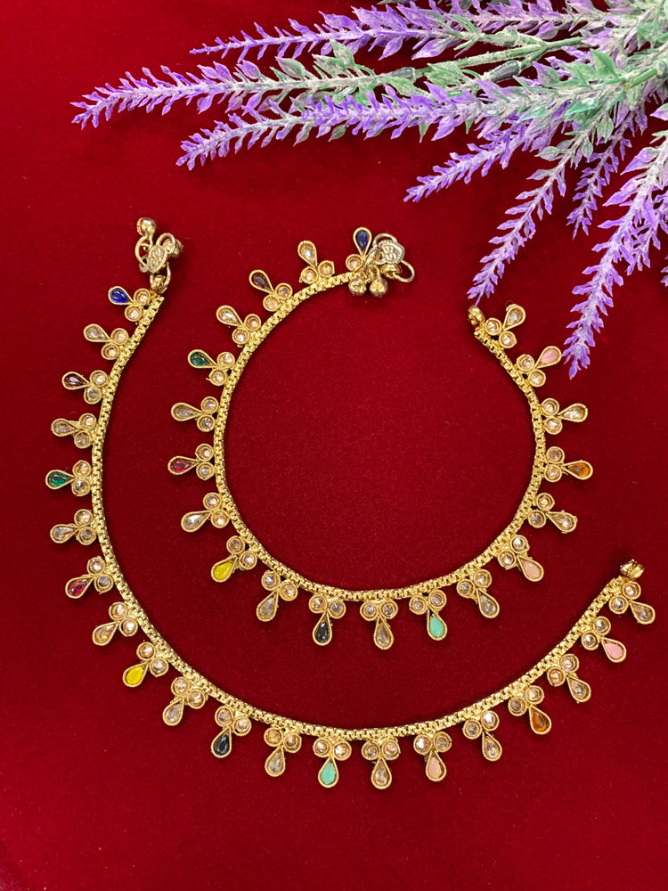 Antique Monalisa Polki payal/anklet