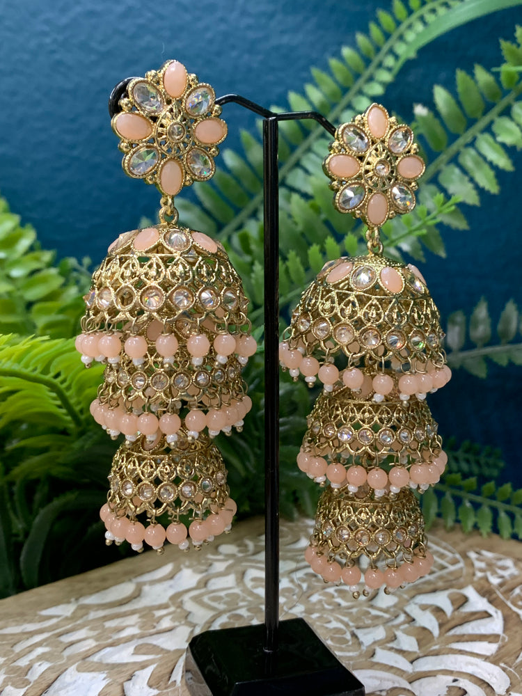 Zeena reverse polki Triple payer jhumki earring Tikka