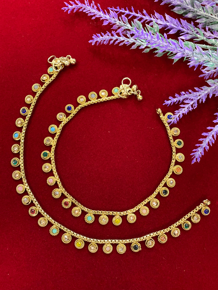 Antique Monalisa Polki payal/anklet