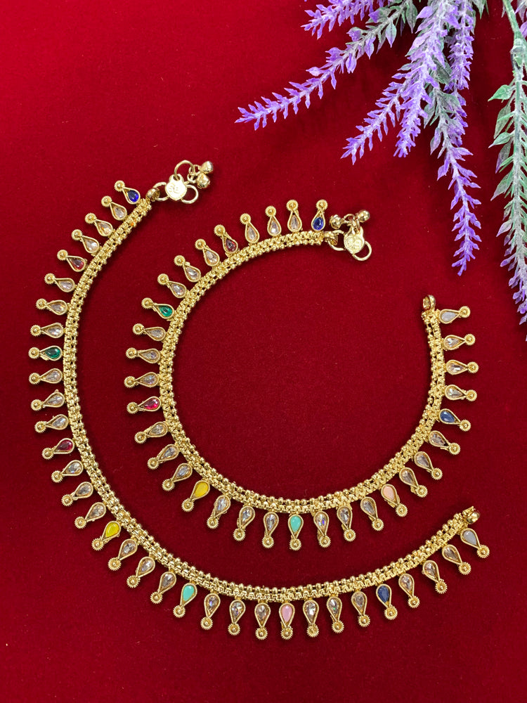 Antique Monalisa Polki Payal/ anklet