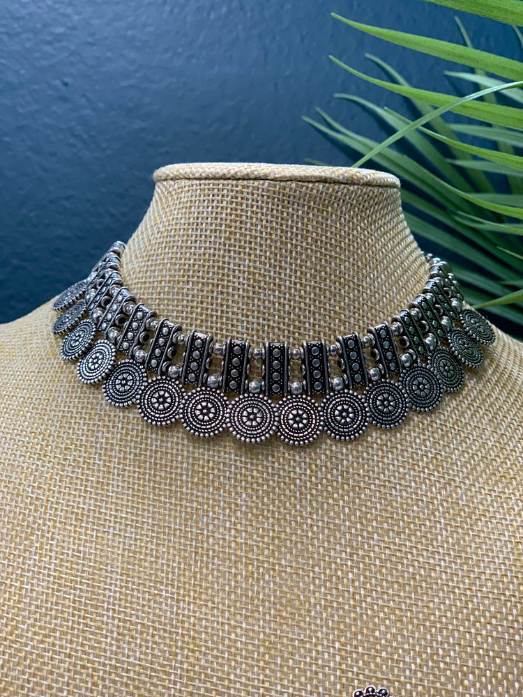 Oxidized/BlackMetal/German Silver necklace choker