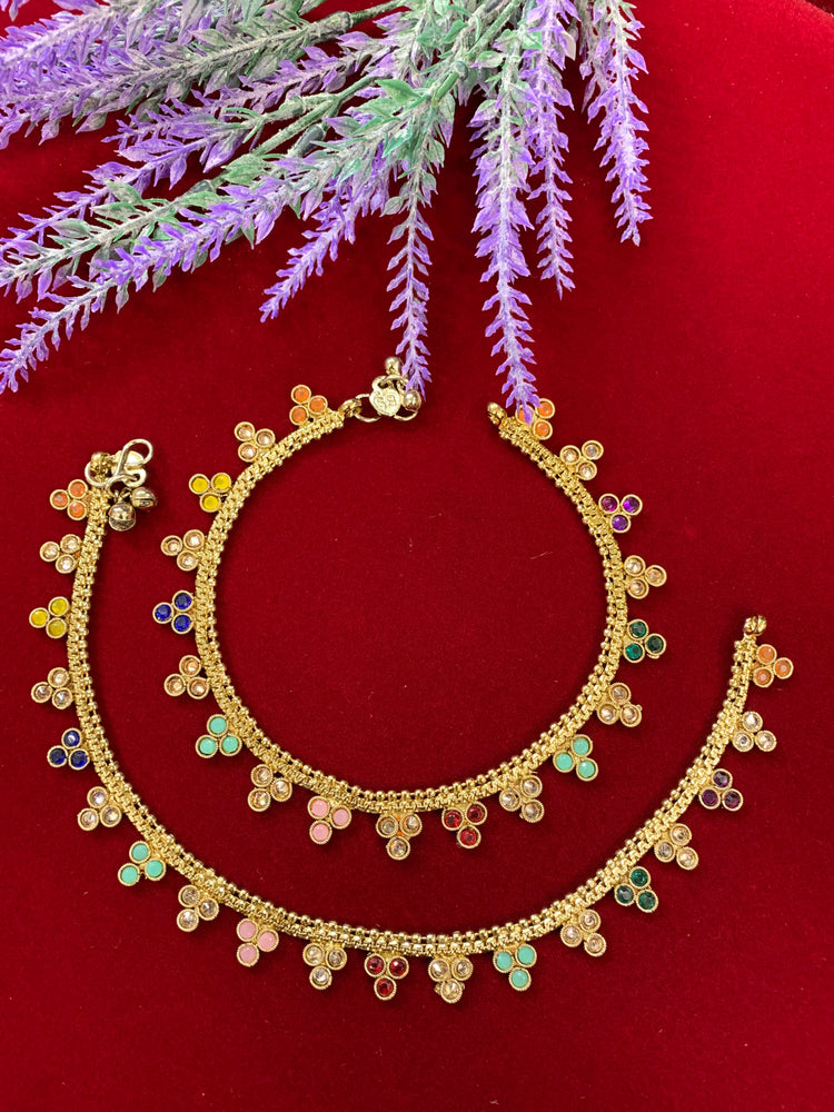 Antique Monalisa Polki payal/anklet