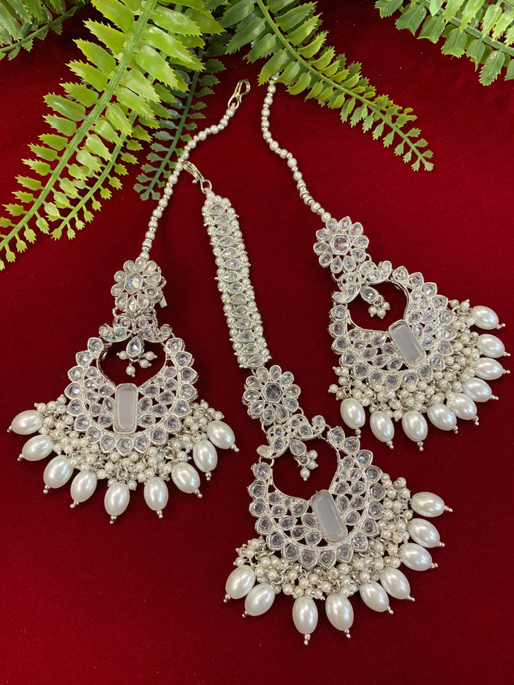 Polki chandbali style earring with matching Tikka Linda