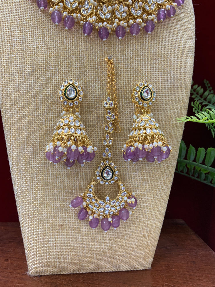 Roshni kundan necklace in mauve pink