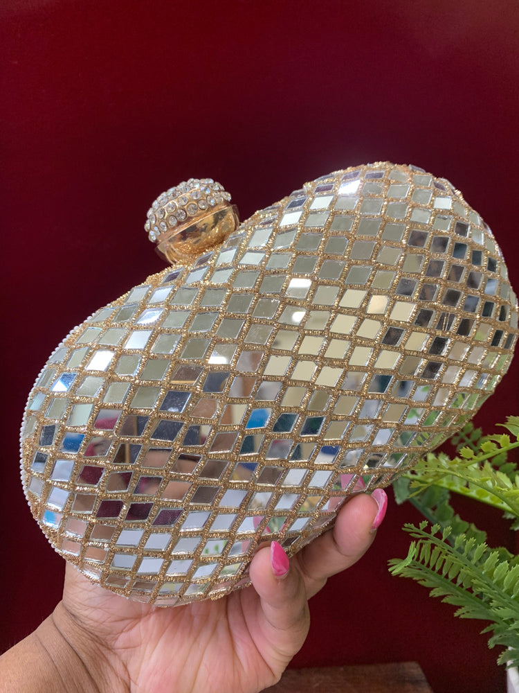 Women’s handbag/clutch bright gold mirror