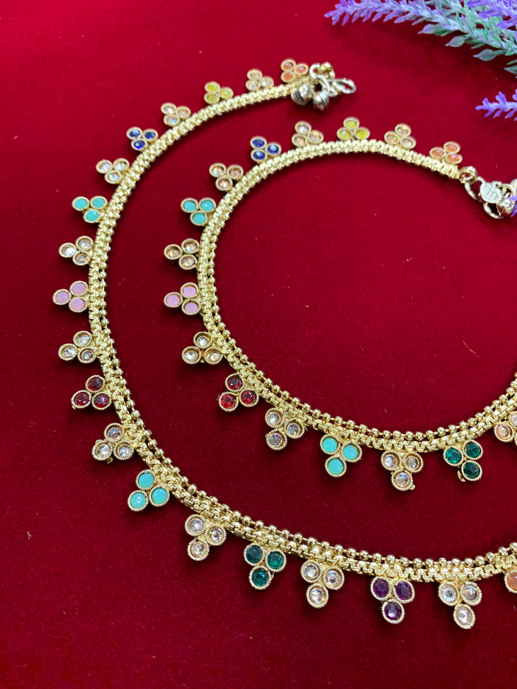 Antique Monalisa Polki payal/anklet