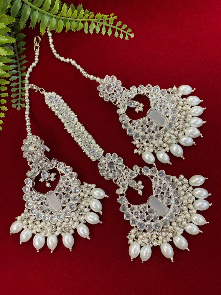 Polki chandbali style earring with matching Tikka Linda