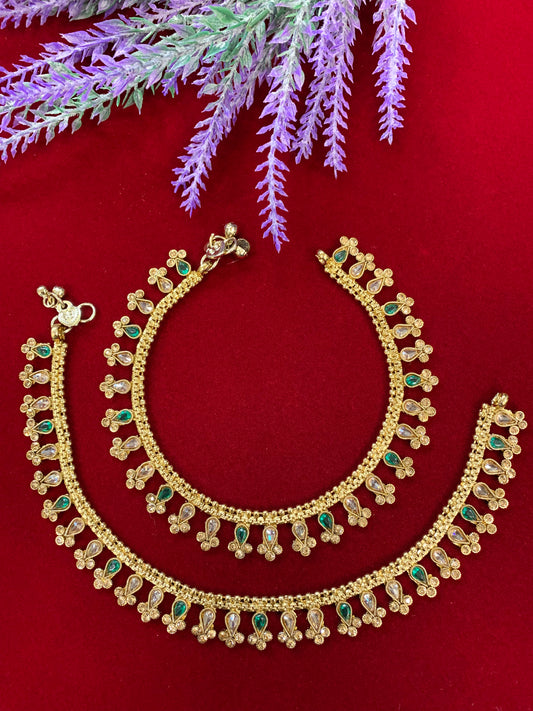 Antique Monalisa Polki payal/anklet