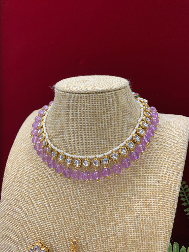 Robbi kundan necklace in lilac lavender