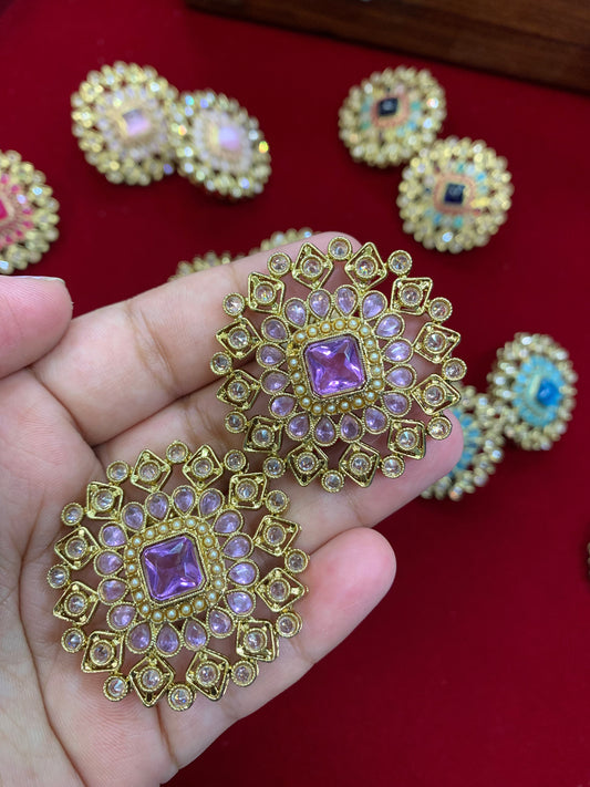 Reverse Polki stud Ahil with monalisa stone