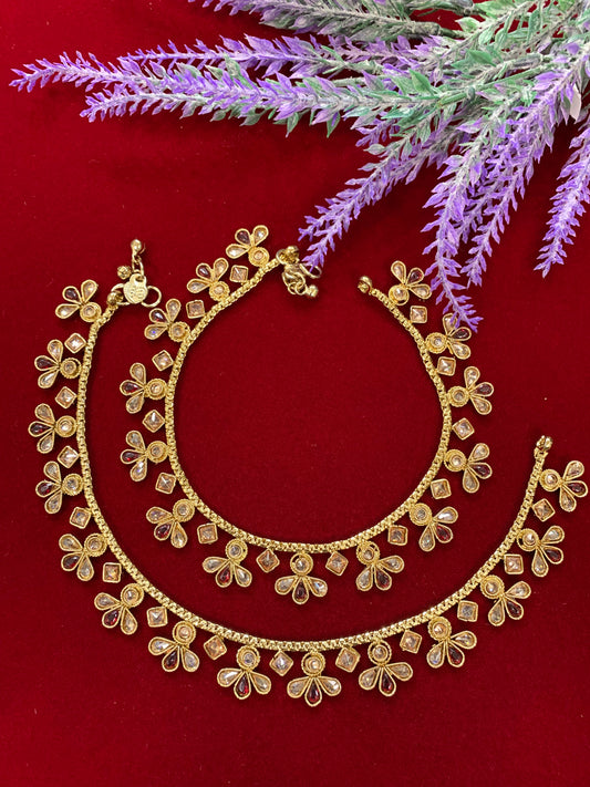 Antique Monalisa Polki payal/anklet