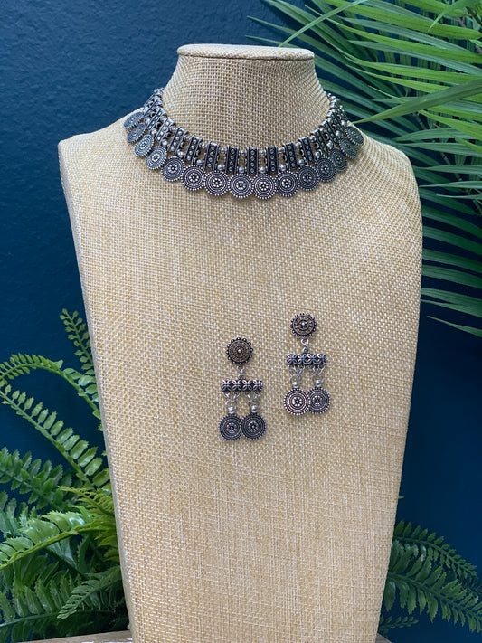 Oxidized/BlackMetal/German Silver necklace choker