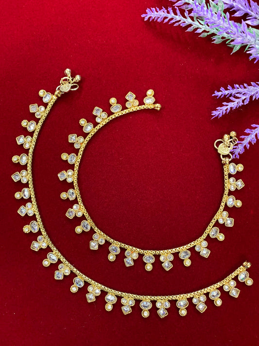 Antique Monalisa Polki payal/anklet