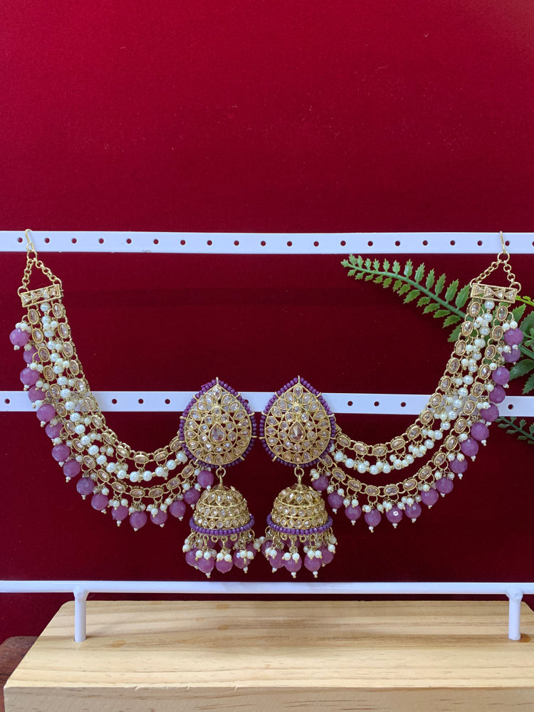 Bahubali jhumki with 3 layer polki sahare