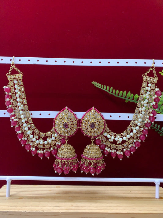 Bahubali jhumki with 3 layer polki sahare