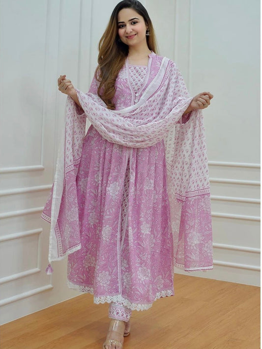 Summer collection cotton 3 piece set light pink