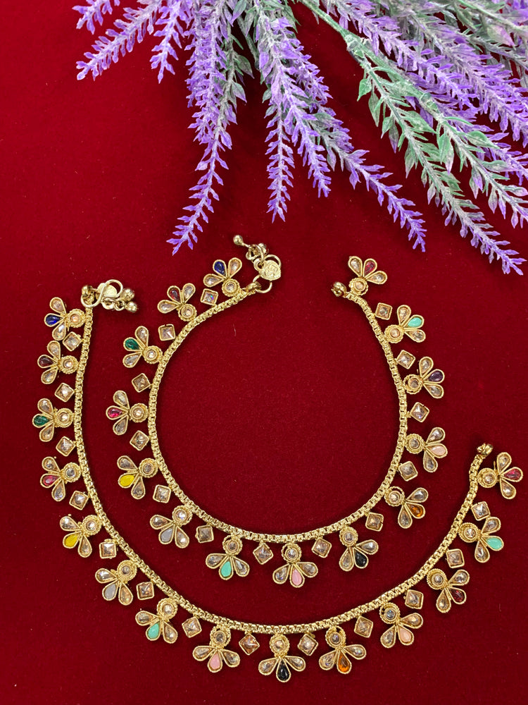 Antique Monalisa Polki payal/anklet