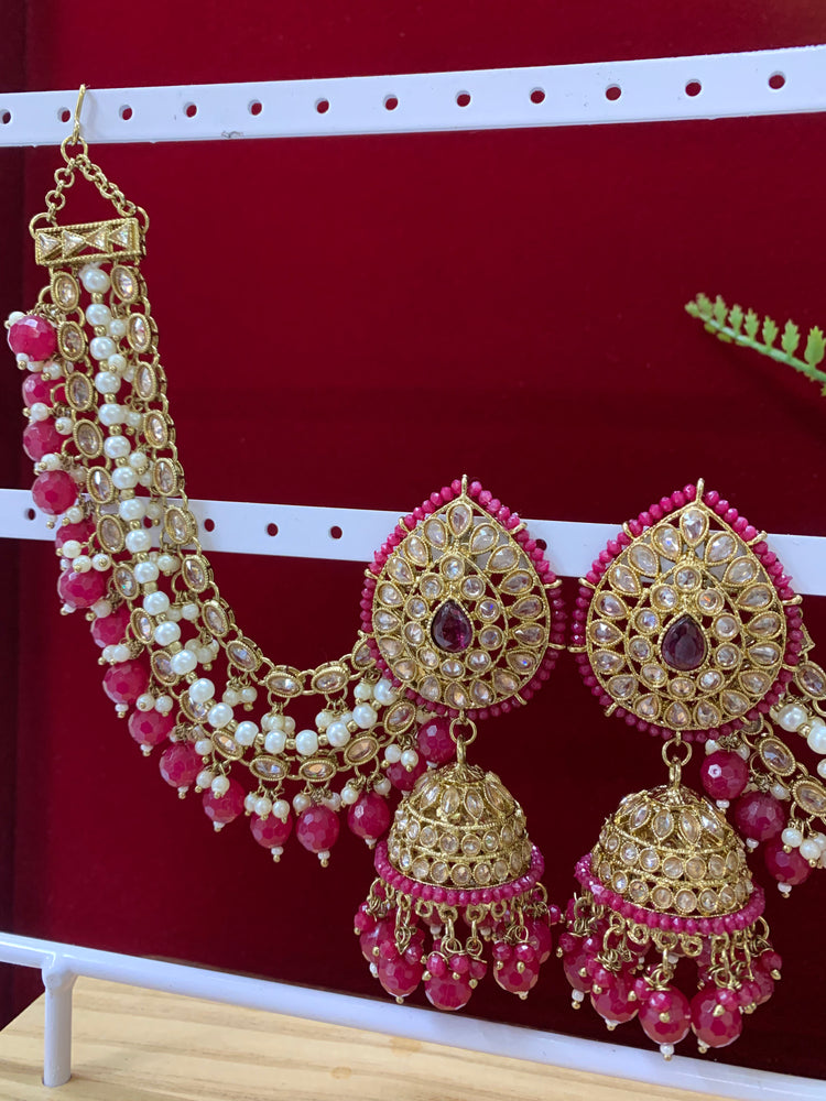 Bahubali jhumki with 3 layer polki sahare