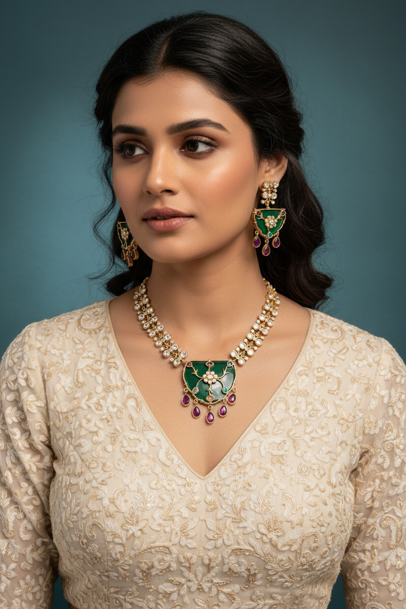 Jewelry set on model - vertical