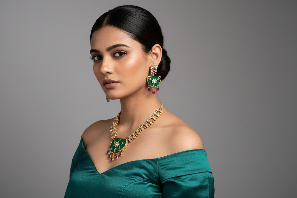 Jewelry set on model