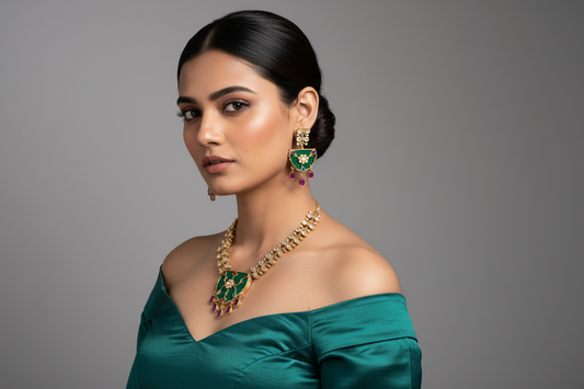 Jewelry set on model